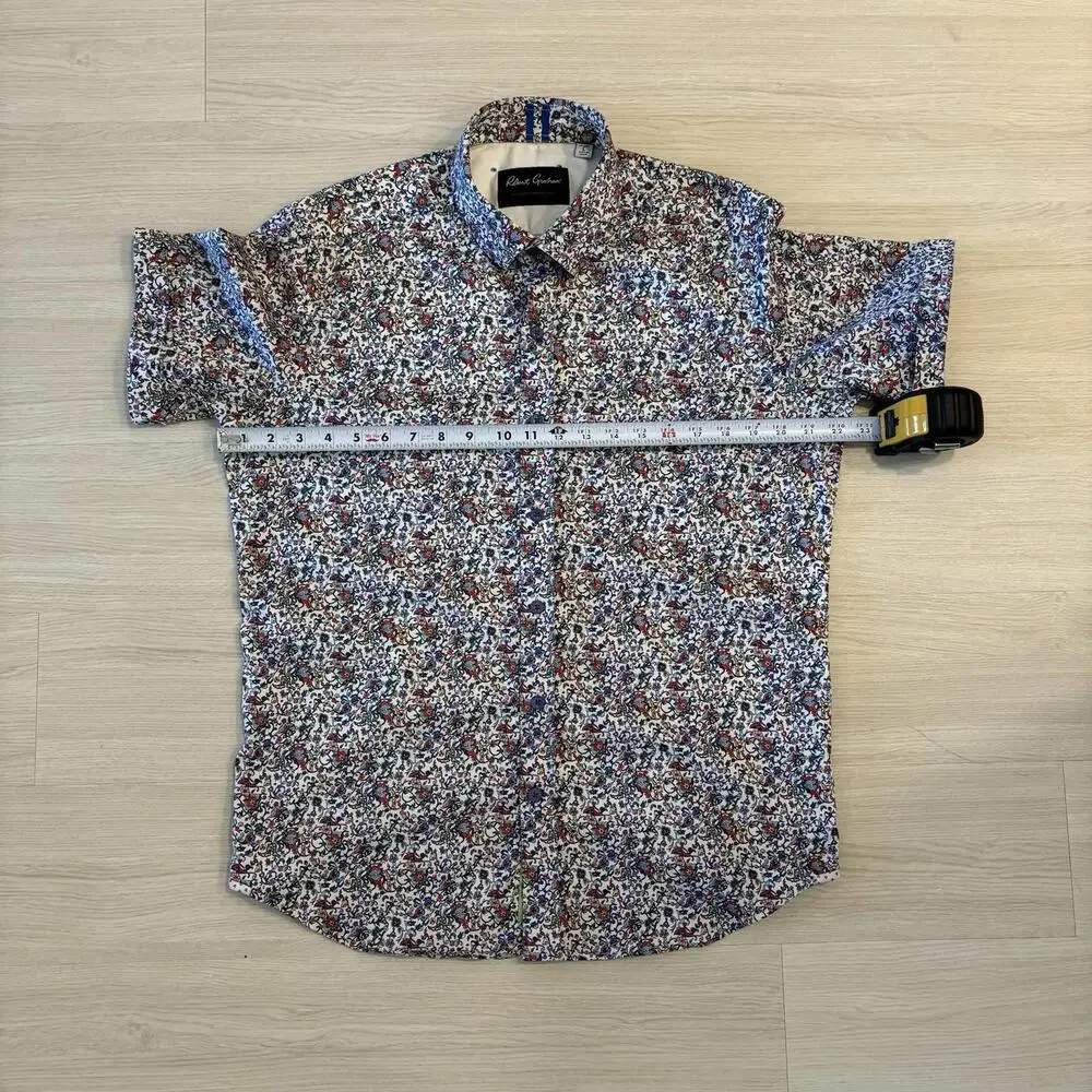 Men’s Robert Graham Short Sleeve Button Down Tailored Fit Size Large Colorful - Picture 5 of 7
